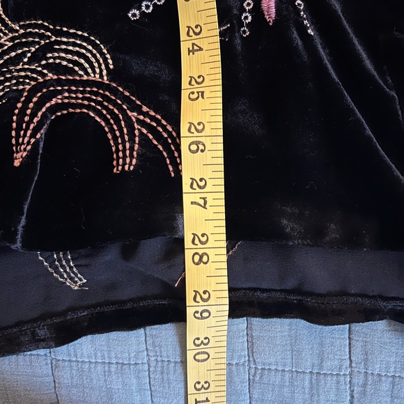 Johnny Was Eden Voyager Silk Velvet Black Button-Up Tunic Jacket - Picture 13 of 14